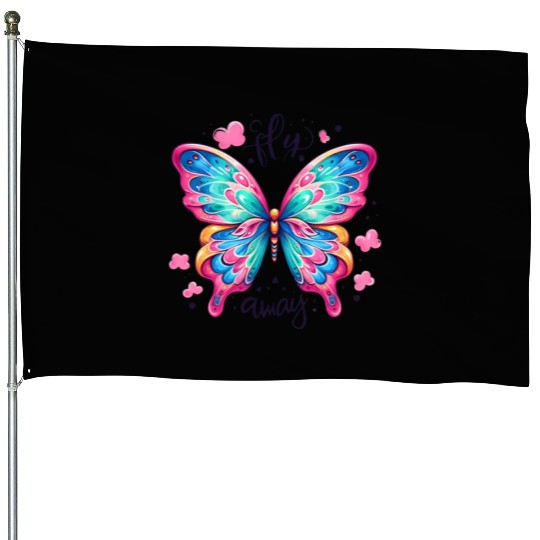 Butterfly Design House Flags