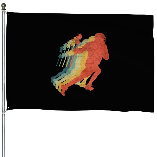 Lacrosse Player Running Retro Vintage Color House Flags