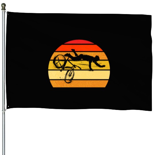 Cycling Lover Funny Cycle Vintage Bicycle House Flags