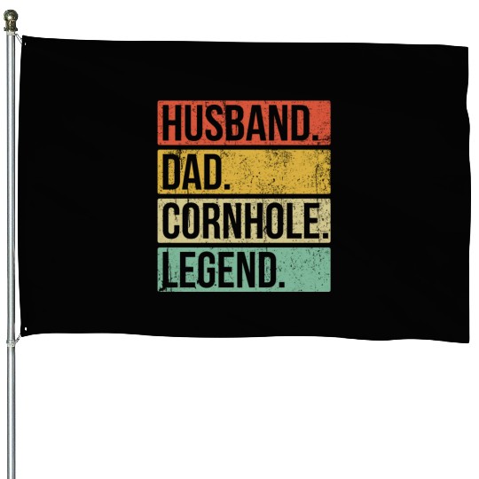 Cornhole Vintage Husband Dad Legend House Flags