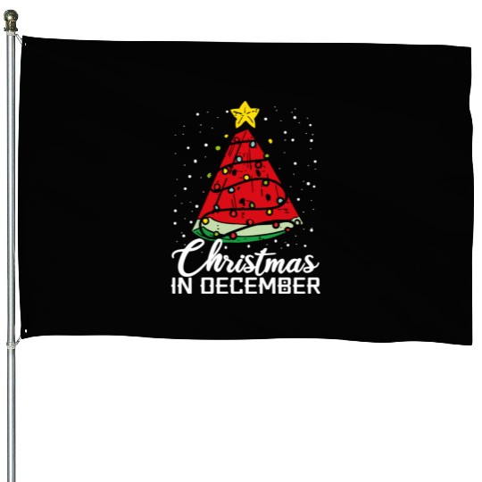 Christmas In December Watermelon Xmas Tree House Flags
