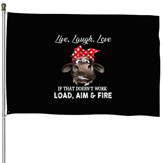 Live Laugh Love Cow Farmer House Flags