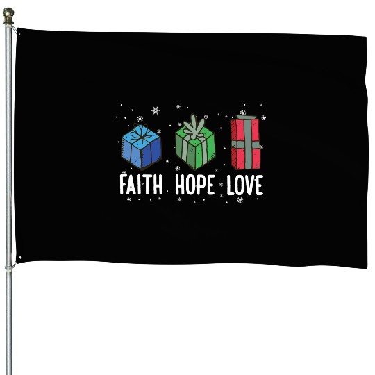 Faith Hope Love Religious Family Christmas House Flags