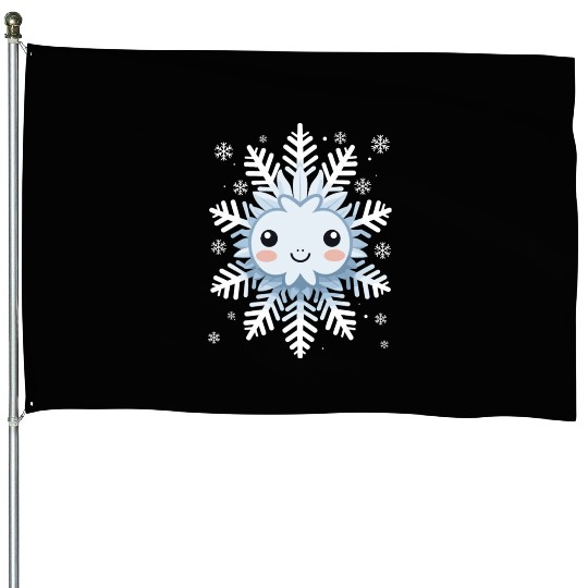 Cute Funny Snowflake Snow Winter Kawaii Gift House Flags