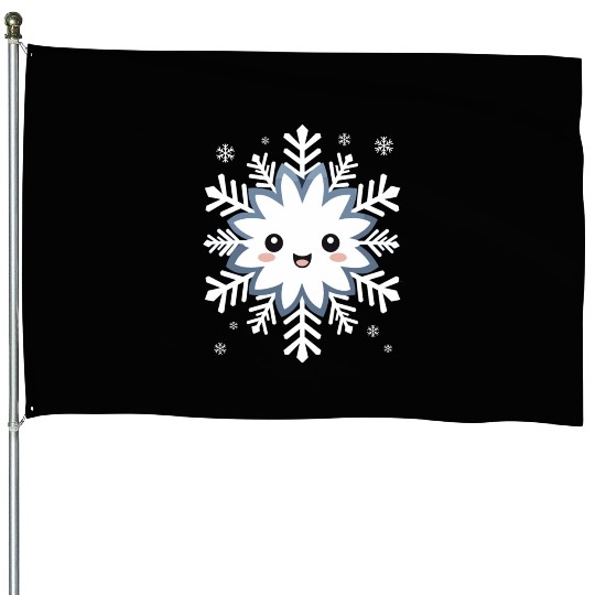 Cute Funny Snowflake Snow Winter Kawaii Gift House Flags