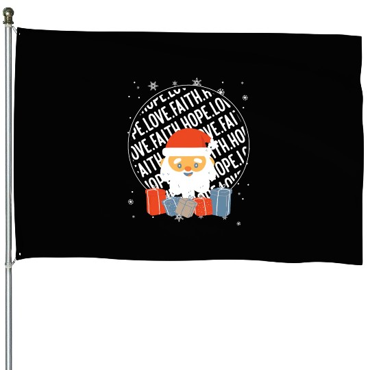 Faith Hope Love Religious Family Christmas Santa House Flags