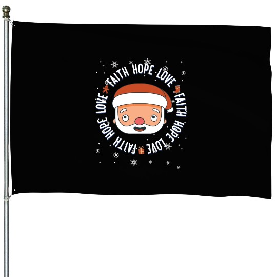 Religious Family Faith Hope Love Christmas Santa House Flags