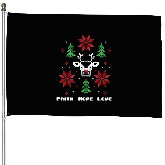Faith Hope Love Religious Family Christmas House Flags