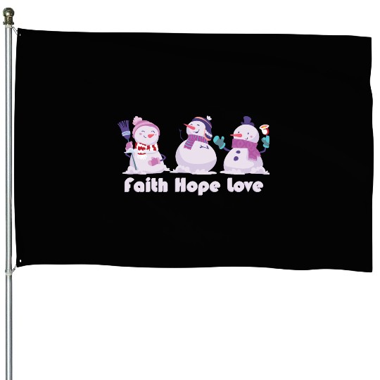 Faith Hope Love Religious Family Christmas House Flags