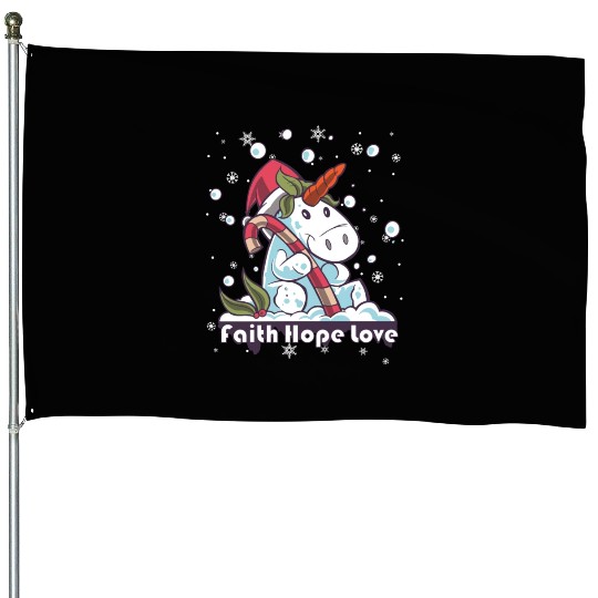 Faith Hope Love Religious Family Christmas House Flags