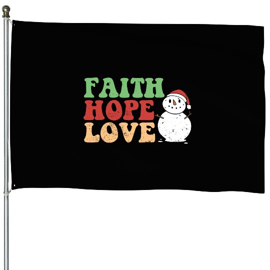 Faith Hope Love Religious Family Christmas House Flags