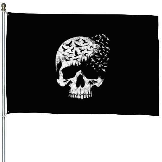 Vintage Skull Graphic Halloween Gothic Emo House Flags