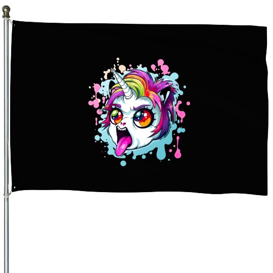 Scolding Unicorn Complaining Mood House Flags