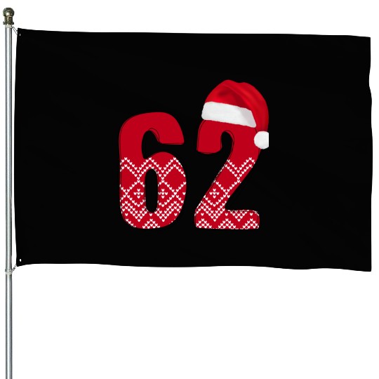 62 Red and White Christmas Number Sixty Two House Flags