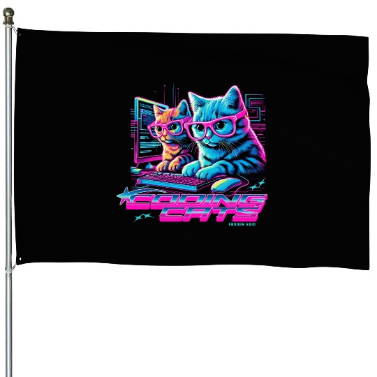 Coding Cats Programmer House Flags