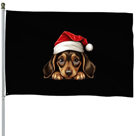 Dachshund Christmas Dog House Flags