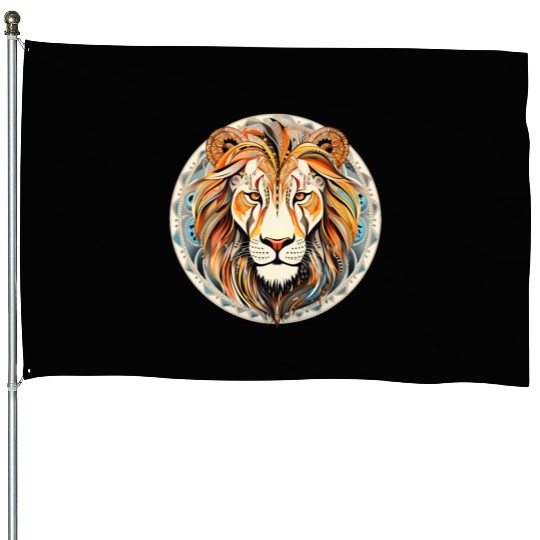 Lion Mandala Art House Flags