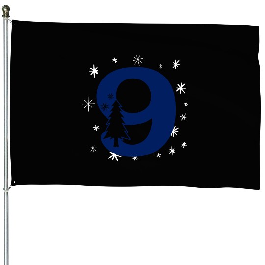 9 White Christmas Stars - Blue Number Nine House Flags