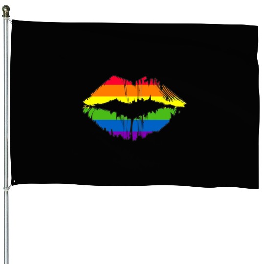 LGBTQ Gay Pride Rainbow Flag Lips House Flags