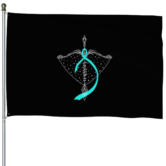 Warrior Bow Warrior Teal Ribbon Ovarian Cancer House Flags
