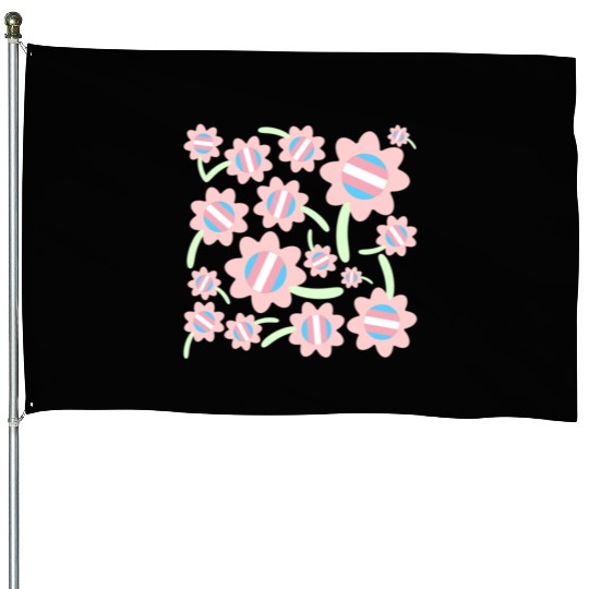 Transgender Pride Flag Flower Pattern House Flags