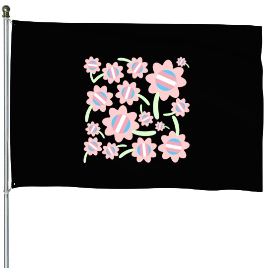 Transgender Pride Flag Flower Pattern House Flags