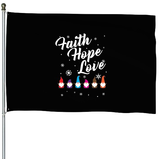 Religious Family Faith Hope Love Christmas Gnome House Flags