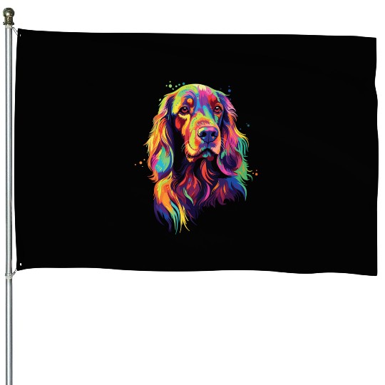 Watercolor Colorful Irish Setter House Flags