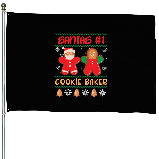 Santa's Number 1 Cookie Baker Christmas Baking House Flags