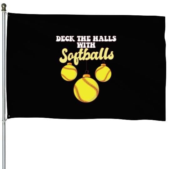 Softball Player Catcher Christmas Balls Deck The House Flags