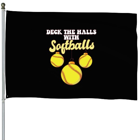 Softball Player Catcher Christmas Balls Deck The House Flags