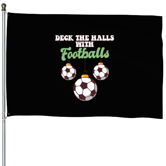 Football Player Coach Christmas Balls Deck The House Flags