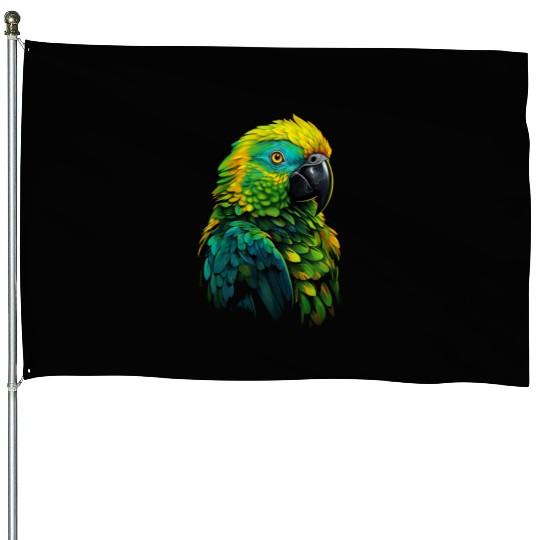Macaw Parrot for a Bird Lover Animal Lover House Flags