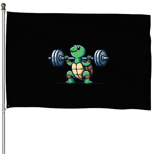Turtle squats funny gym House Flags
