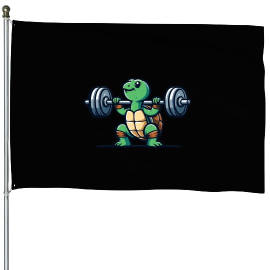 Turtle squats funny gym House Flags