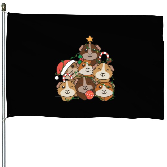Guinea Pig Christmas Tree Funny Animal House Flags