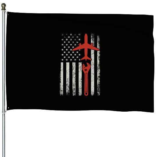 Airplane Mechanic Aviation Technician Gift House Flags