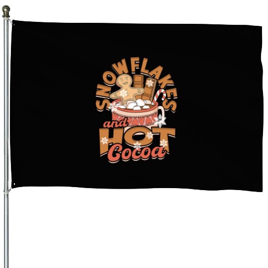 Snowflakes and Hot Cocoa - Snow House Flags