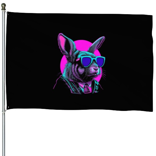 Vaporwave Easter Bunny House Flags