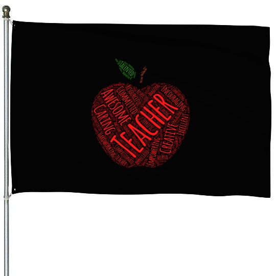 Creative Teacher Red Apple Word Art House Flags