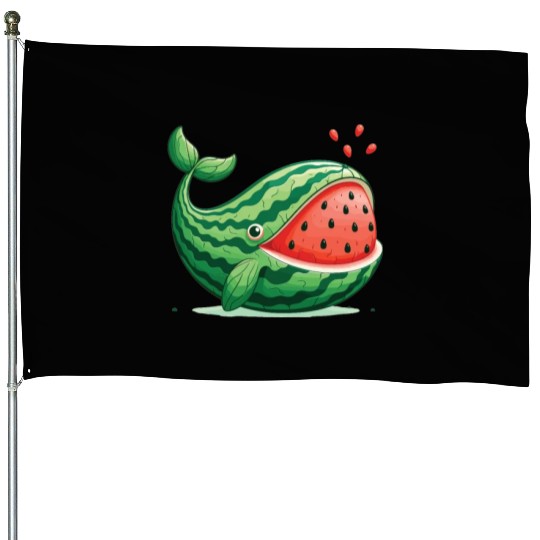 Melon Whale Funny Animal Made Of Vegetables House Flags
