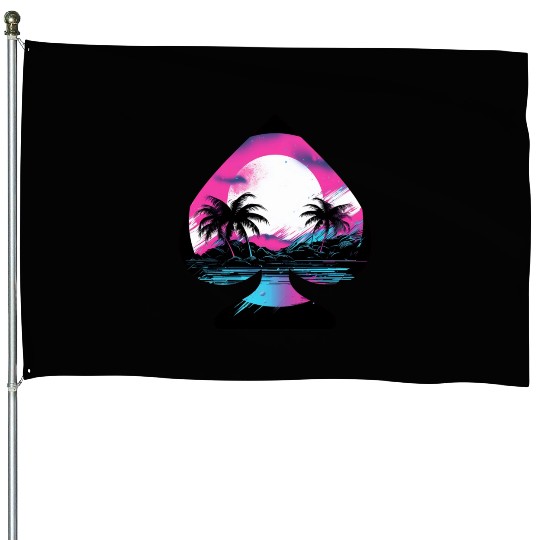 Tropical Synthwave House Flags