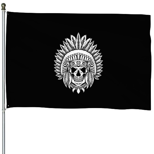 Indigenous Native American Skull Skull Head House Flags
