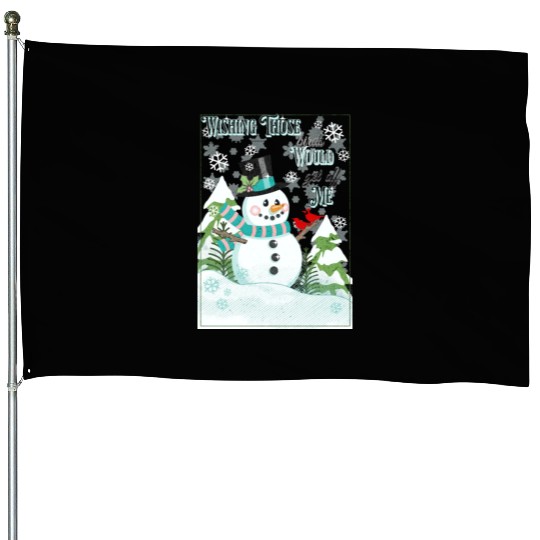 Funny Cranky Snowman House Flags