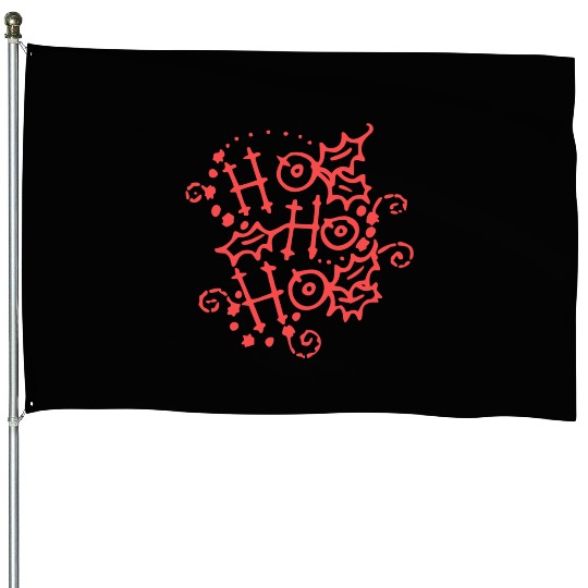 Christmas Typography Holly Ho Ho Ho House Flags