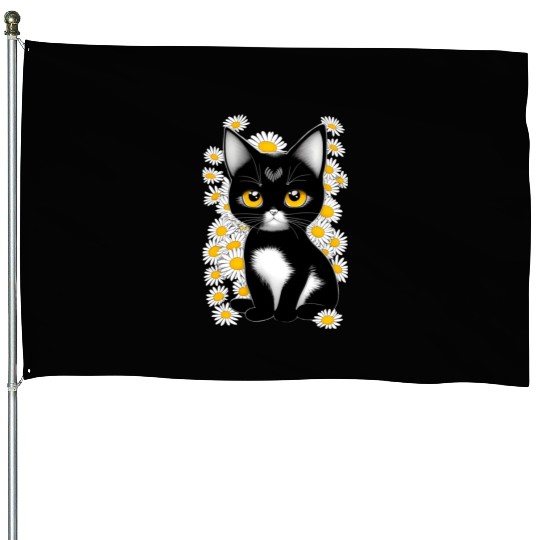 Black cat House Flags