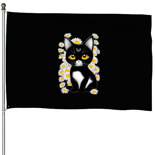Black cat House Flags