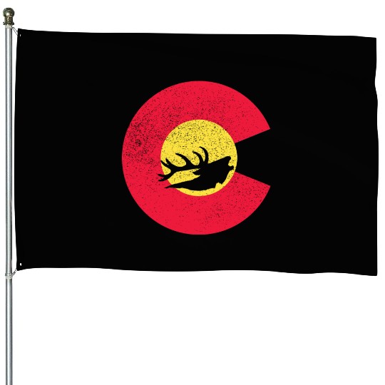 Colorado Flag Logo Elk Hunting House Flags