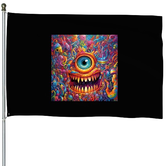 Going On a Little Trip - Cyclops and Teeth Psyched House Flags