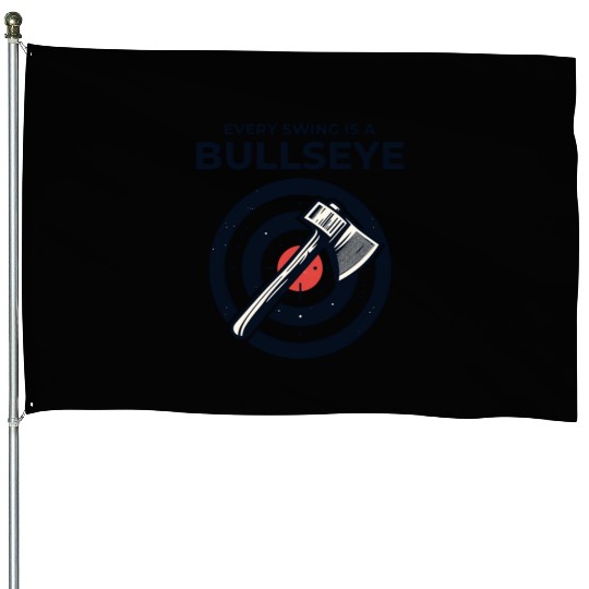 Axe Throwing Axe Thrower Lumberjack Funny Bullseye House Flags